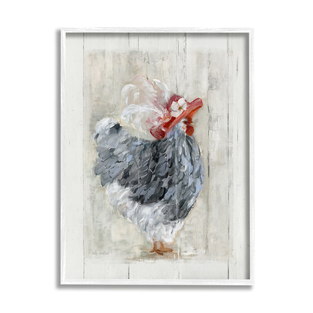 Stupell Industries Farm Chicken in Traditional Brim Hat Chic Bird Framed Wall Art